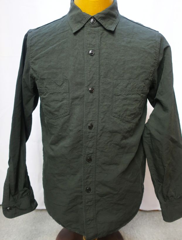 ブラック コットンリネン ファーマーズシャツ