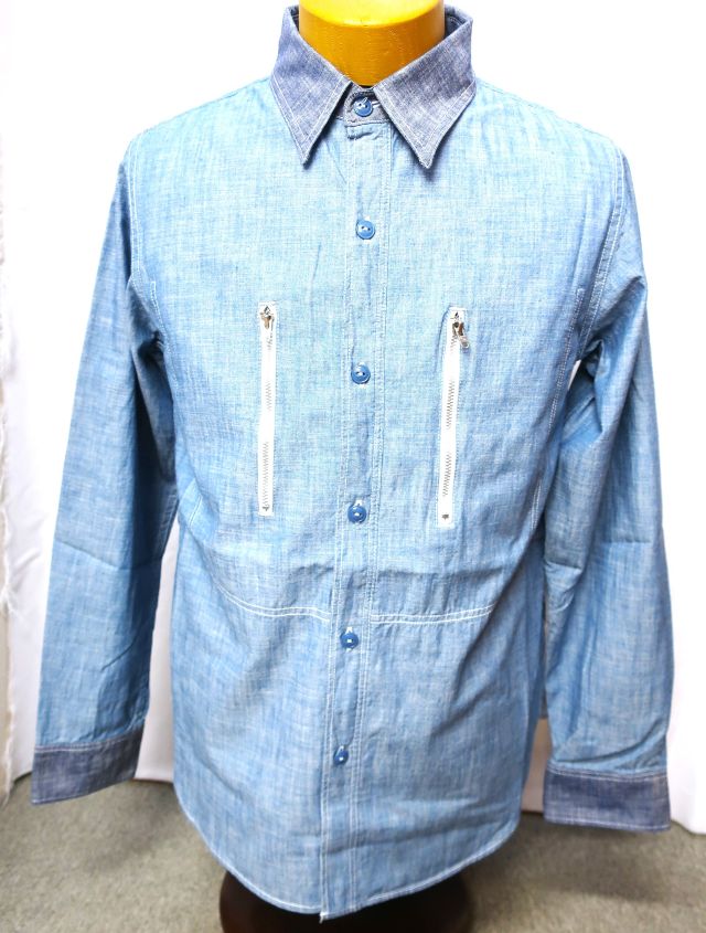 FUMITO GANRYU ポケット シャンブレーシャツ