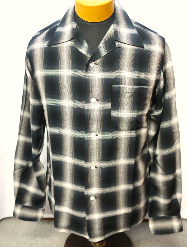 レーヨン オンブレチェック オープンシャツ